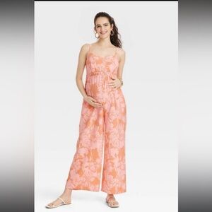 Isabel Maternity floral jumpsuit strapless wide leg XS